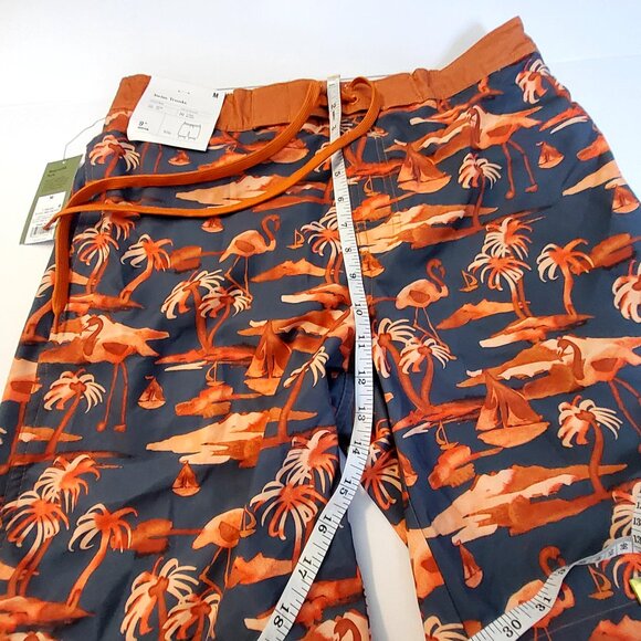 Mens Goodfellow  Swim Trunks M 9"Inseam Orange & Navy Tropical Flamingo Print  M - Picture 5 of 9